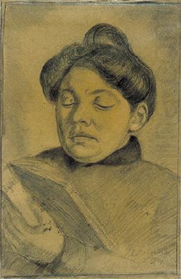 Theo van Doesburg. Portrait of Agnita Feis reading the Bible. 1907, Theo van Doesburg